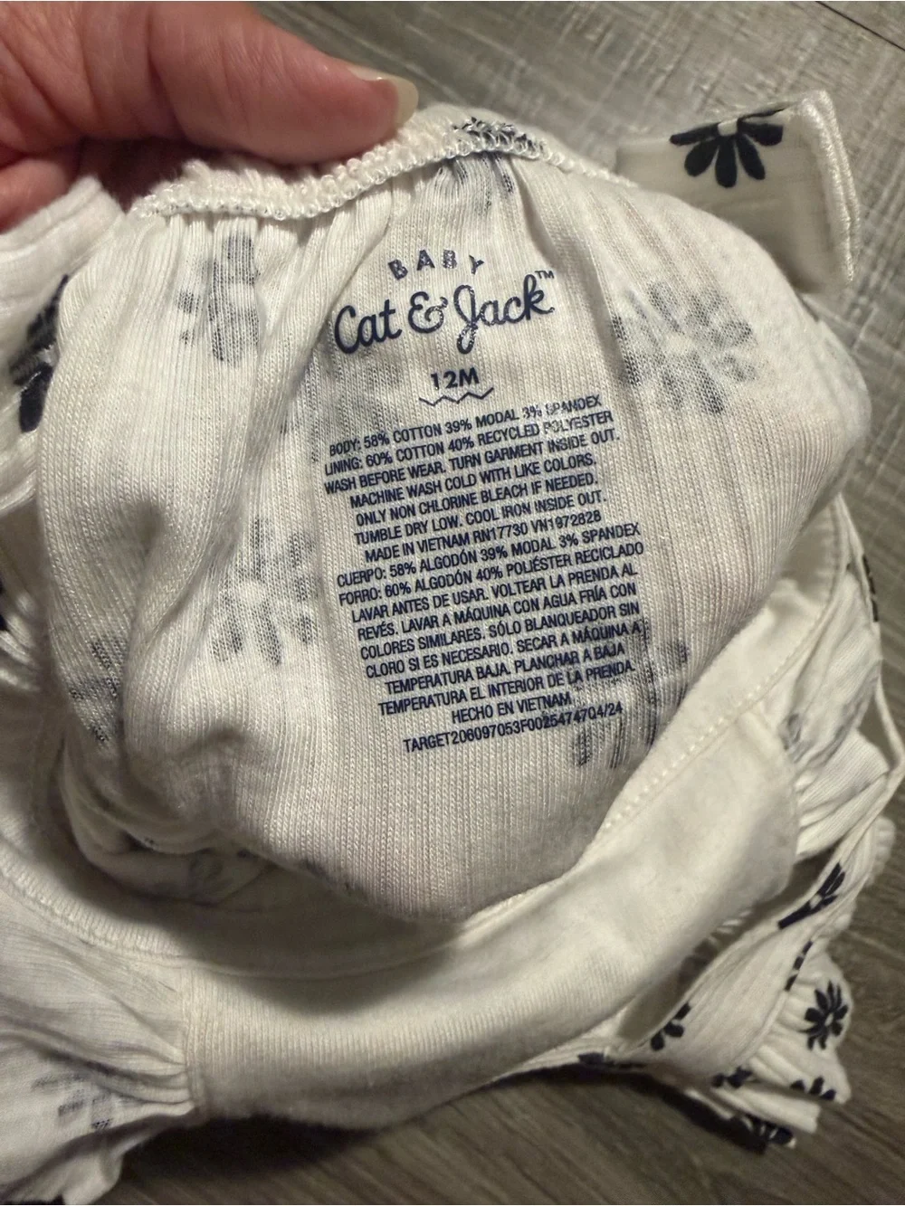 Cat & Jack White Baby Romper with Black Daisy Print